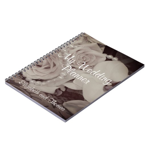 Rosen und Perlen 'mein Hochzeits-Planer-" Notizblock (Linke Seite)