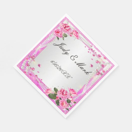 Rosen und Perlen Papier Napkins Serviette (Ecke)