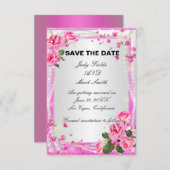 Rosen und Perlen Save the Date, rosa Einladung (Vorne/Hinten)