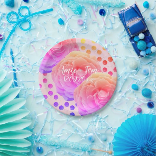 Rosen und Punkte, Save the Date, Papierplatte Pappteller (Party)