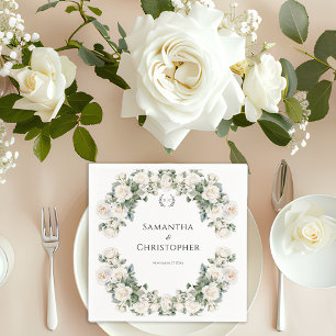 Rosen und Romantik Florale Hochzeit Serviette