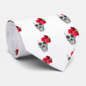 Rosen und Schädel Krawatte (Gerollt)