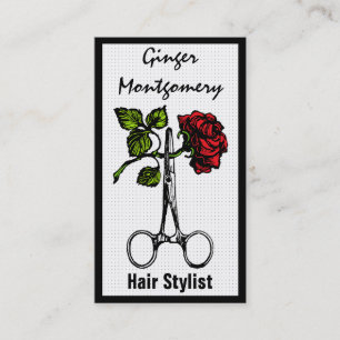 Rosen-und Schere-Haar-Stylist-Geschäfts-Karte Terminkarte