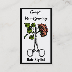 Rosen-und Schere-Haar-Stylist-Geschäfts-Karte Terminkarte
