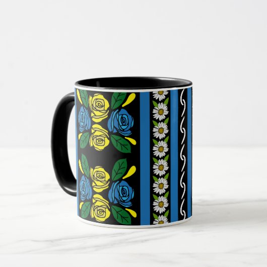 Rosen- und Schlösser-Blumenmuster Tasse (Vorderseite Links)
