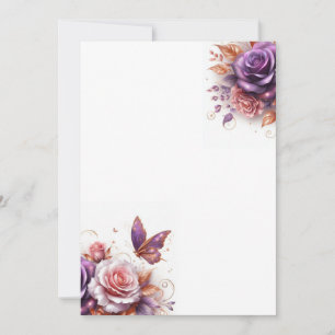 Rosen und Schmetterling Leere Hochzeit Einladung