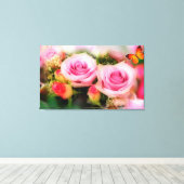 Rosen und Schmetterling Leinwanddruck (Insitu (Holzboden))