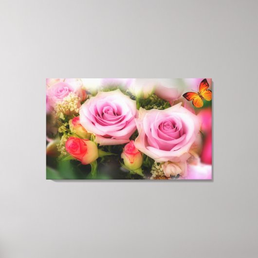 Rosen und Schmetterling Leinwanddruck (Vorderseite)