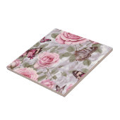 Rosen und Schmetterlinge Aquarell Fliese (Seite)