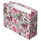 Rosen und Schmetterlinge Aquarell Große Geschenktüte (Rückseite Schrägansicht)