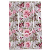 Rosen und Schmetterlinge Aquarell Mittlere Geschenktüte (Rückseite)