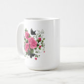 Rosen und Schmetterlinge, farbenfrohes Design, Kaffeetasse (Vorderseite Links)