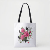 Rosen und Schmetterlinge, farbenfrohes Design, Tasche (Vorderseite)