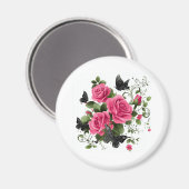 Rosen und Schmetterlinge Magnet (Vorderseite/Rückseite)