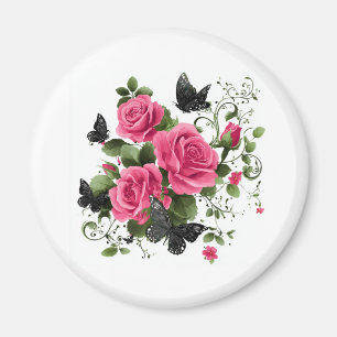 Rosen und Schmetterlinge Magnet