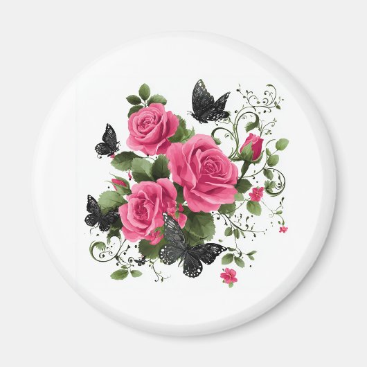 Rosen und Schmetterlinge Magnet (Vorne)