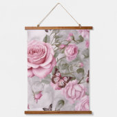 Rosen und Schmetterlinge Wasserfarbe Wandteppich Mit Holzrahmen (Vorderseite)