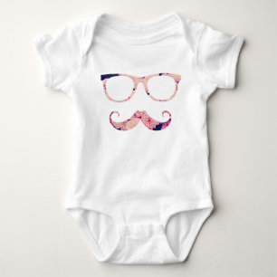 Rosen und Schnurrbart Baby Strampler