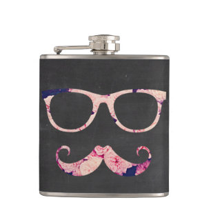 Rosen und Schnurrbart Flachmann