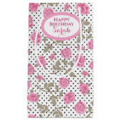 Rosen und schwarze Polka Punkte Mit Monogramm Kleine Geschenktüte (Vorderseite)