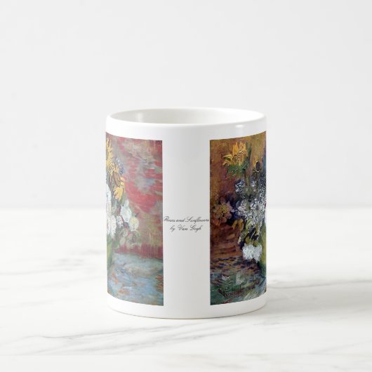 Rosen und Sonnenblumen durch Van Gogh Kaffeetasse (Mittel)
