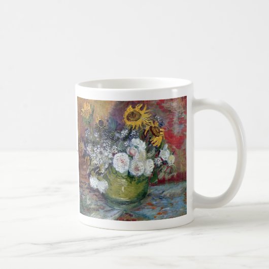 Rosen und Sonnenblumen durch Van Gogh Kaffeetasse (Rechts)