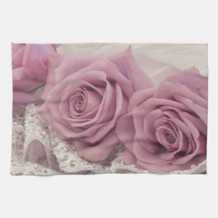 Rosen und Spitze-noch Leben Handtuch
