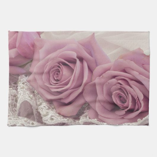 Rosen und Spitze-noch Leben Handtuch (Horizontal)
