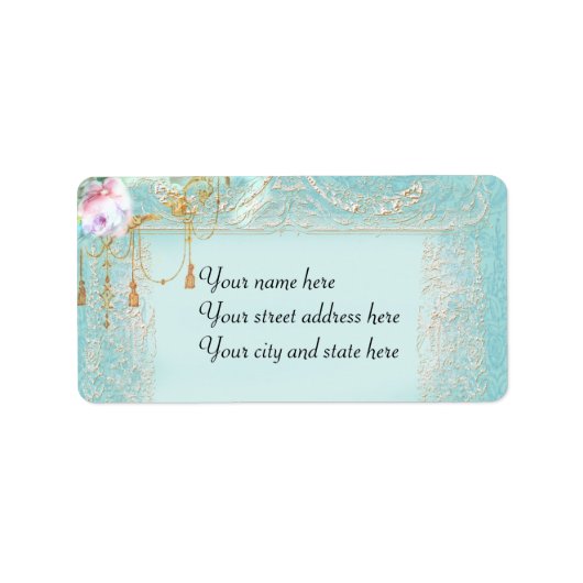 Rosen und Spitzen Adressaufkleber (Vorne)