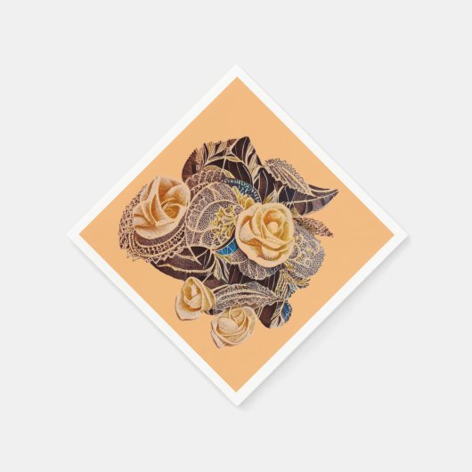 Rosen und Spitzen Serviette (Ecke)