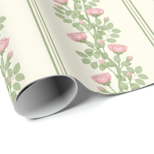 Rosen und Streifen auf Creme Geschenkpapier