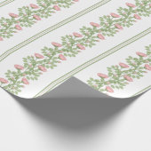 Rosen und Streifen in Weiß Geschenkpapier (Ecke)