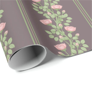 Rosen und Streifen, rosa, schwarz Geschenkpapier