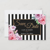 Rosen und Streifen Save the Date, rosa Save The Date (Vorderseite)
