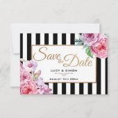 Rosen und Streifen Save the Date, rosa Save The Date (Vorderseite)