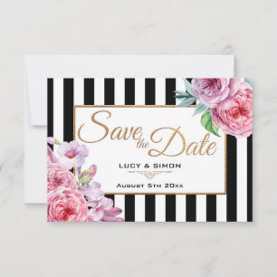 Rosen und Streifen Save the Date, rosa Save The Date