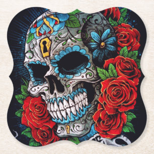 Rosen und sugarskull Tabellen-Untersetzer Untersetzer