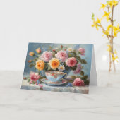 Rosen und Teetasse Karte (Gelbe Blume)