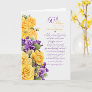Rosen und Veilchen zum 50. Hochzeitstag des Paares Karte