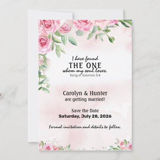 Rosen und Verse Save The Date (Vorderseite)