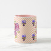 Rosen und Violetten Karo Shabby Wasserfarbe Tasse (Zentrum)