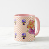 Rosen und Violetten Karo Shabby Wasserfarbe Tasse (VorderseiteRechts)