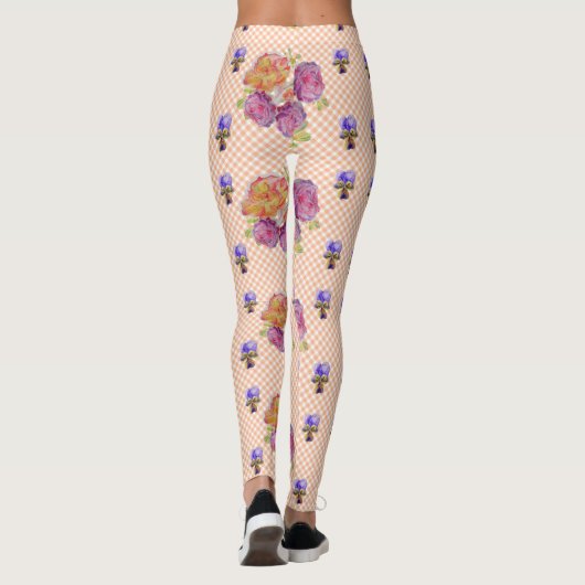 Rosen und Violetten Shabby Aquarell Leggings (Rückseite)