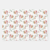 Rosen und Vögel Hochzeitfarben Geschenkpapier Set (Vorderseite)