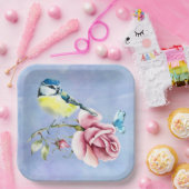 Rosen und Vogelpapierplatte Pappteller (Party)