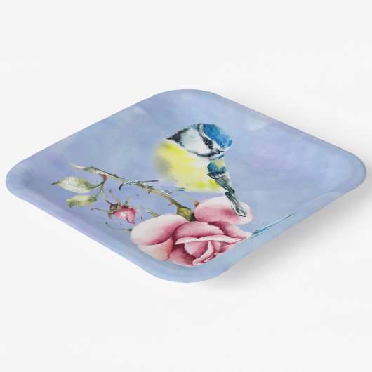 Rosen und Vogelpapierplatte Pappteller (Gewinkelt)