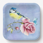 Rosen und Vogelpapierplatte Pappteller (Vorderseite)