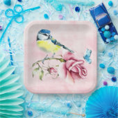 Rosen und Vogelpapierplatte Pappteller (Party)