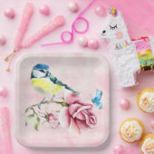 Rosen und Vogelpapierplatte Pappteller (Party)