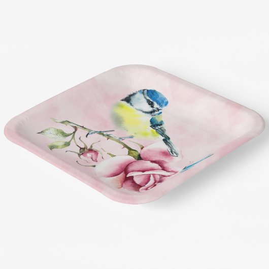 Rosen und Vogelpapierplatte Pappteller (Gewinkelt)